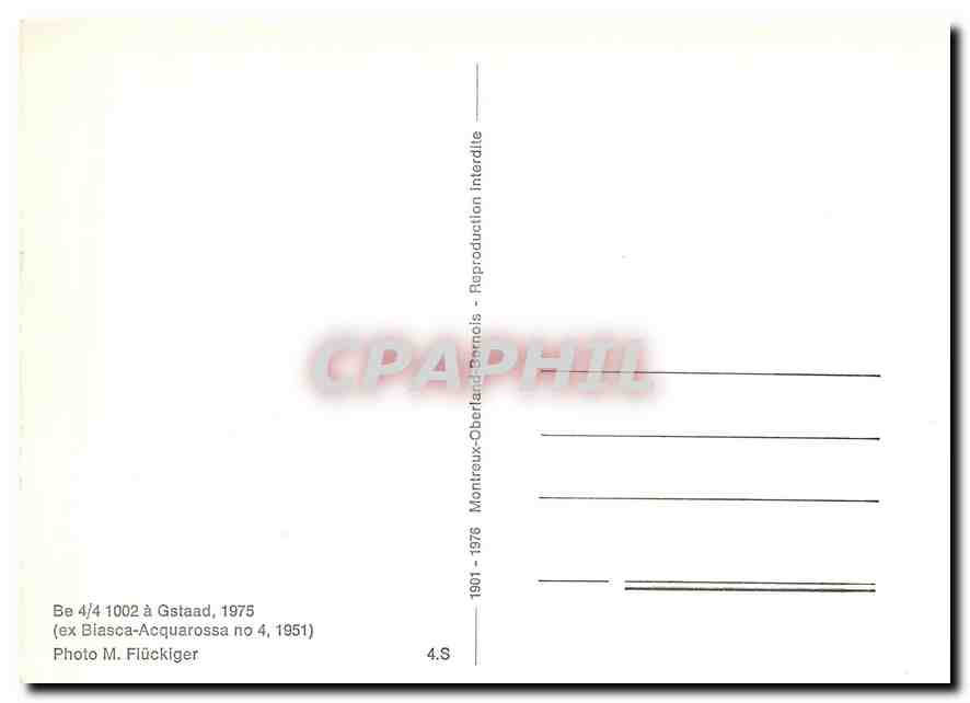 CPM Be 4/4 1002 a Gstaad 1975 — Verso