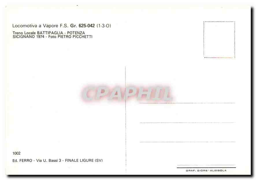 CPM Locomotiva a vapore F.S. Gr. 625-042 — Verso