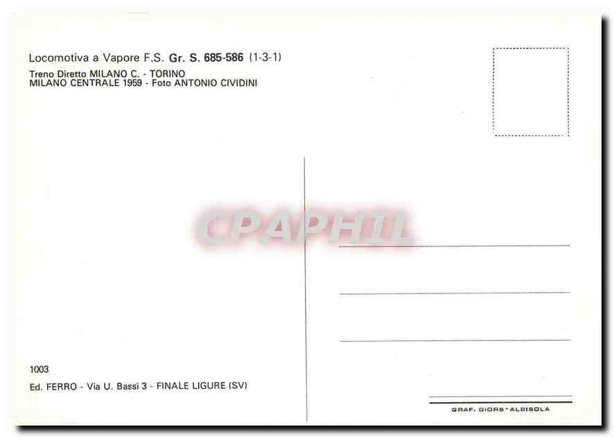 CPM Locomotiva a vapore F.S. Gr. 685-586 — Verso