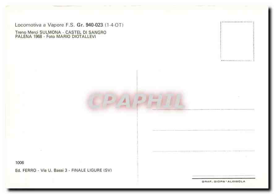 CPM Locomotiva a vapore F.S. Gr. 940-023 — Verso