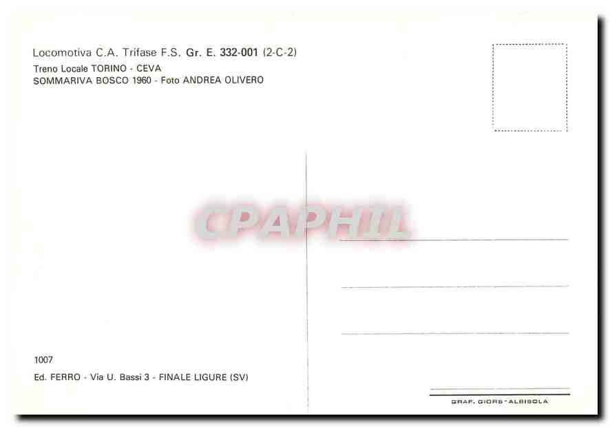 CPM Locomotiva C.A. Trifase F.S. Gr. E. 332-001 — Verso