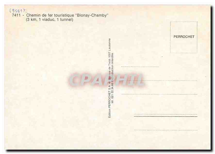CPM Chemin de fer touristique ''Blonay-Chamby'' (3km 1 viaduc 1 tunnel) — Verso