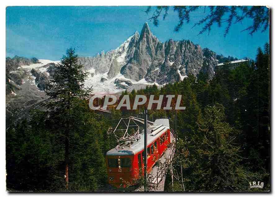 Chamonix - Mont Blanc — Le Chemin de fer du Montenvers et l'Aiguille du Dru — éditeur IRIS