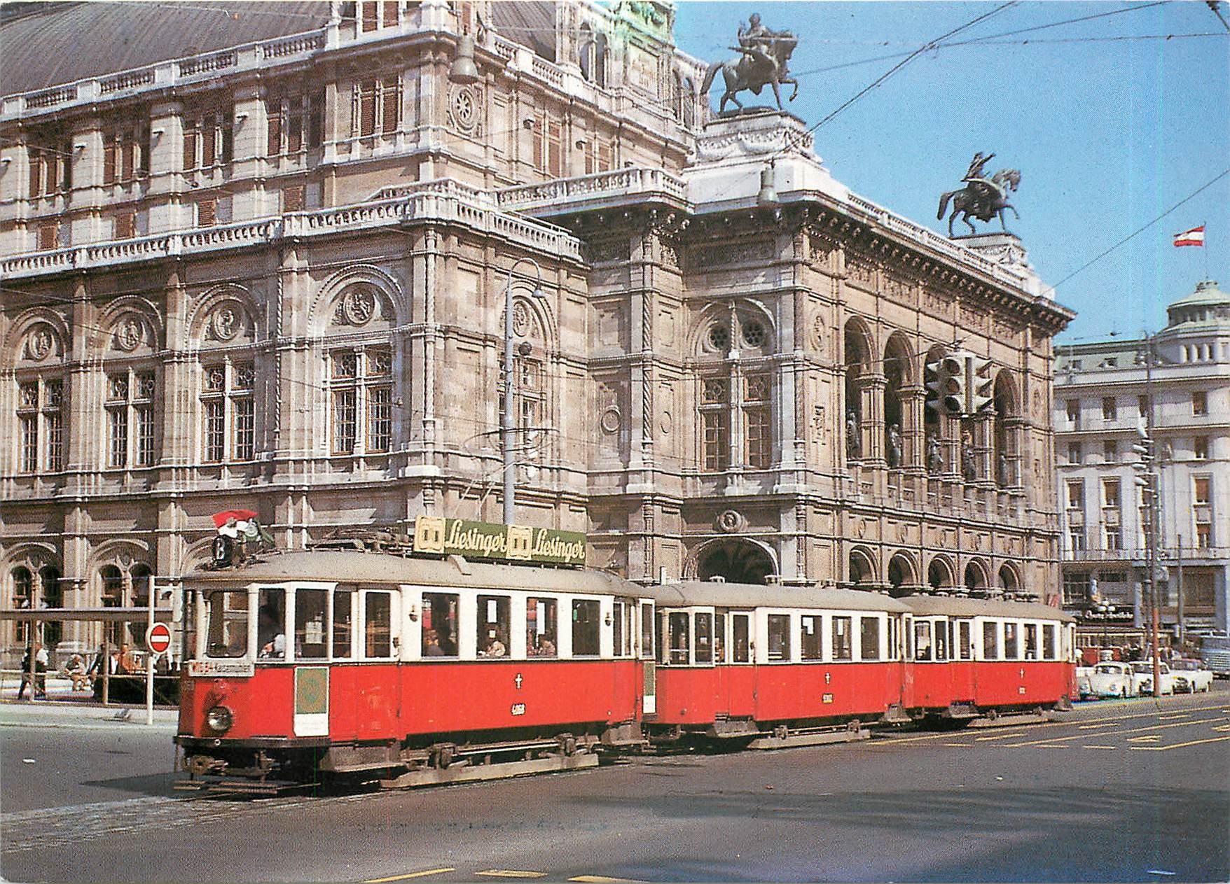 CPM Wien 9-1964. Motrice N.4553 ligne B devant l'Opera d'Etat