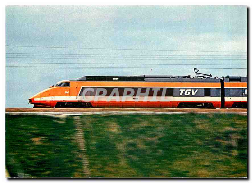 CPM TGV Paris Sud-Est une motrice de la rame TGV N.24