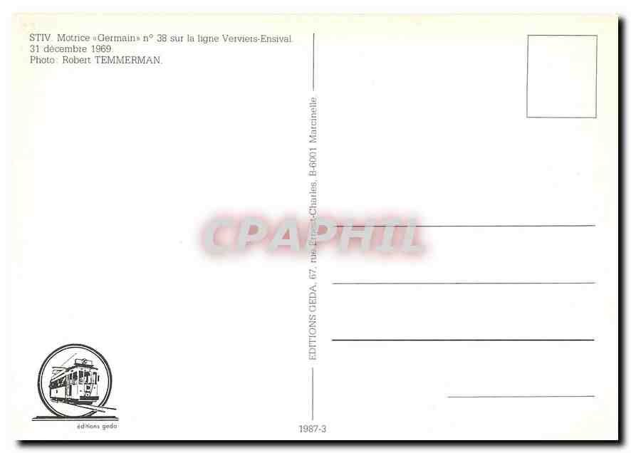 CPM STIV. Motrice ''Germain'' No.38 sur la ligne Verviers-Ensival — Verso
