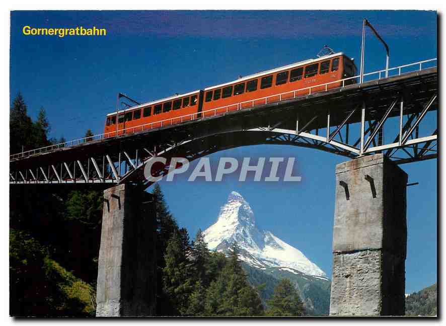 CPM Zermatt Die Gornergratbahn auf der Findelbachbruecke Matterhorn 4478m Mt. Cervin