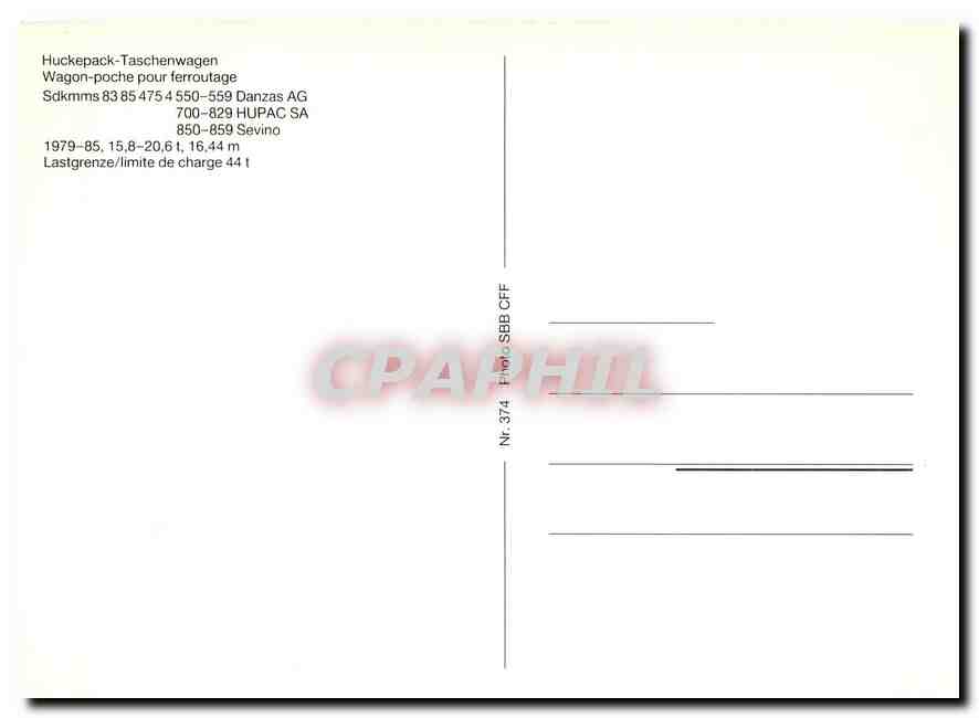 CPM Wagon-poche pour ferroutagne Sdkmms 83 85 475 4 550 559 Danzas — Verso