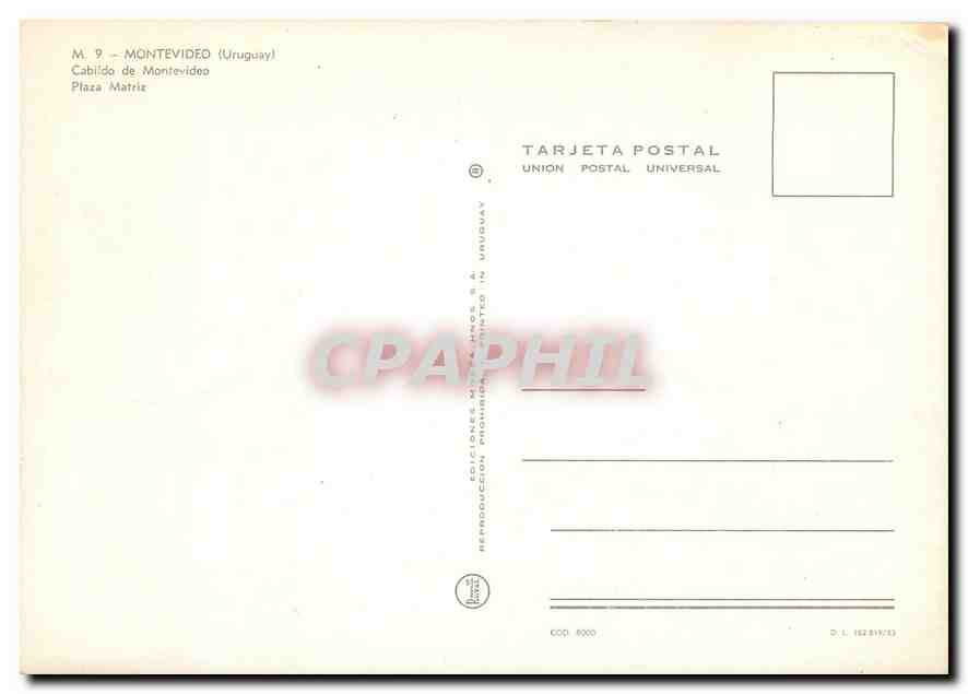 CPM Montevideo (Uruguay) Cabildo de Montevideo Plaza Matriz — Rückseite