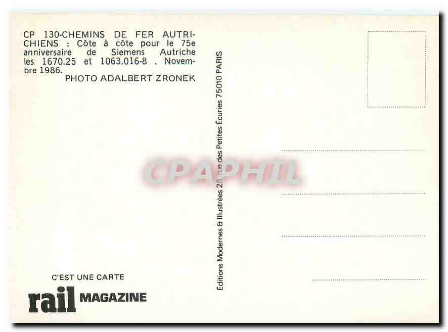 CPM CP 130- Chemins de Fer Autrichiens — Verso