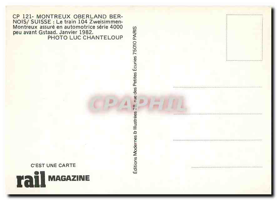 CPM CP 121- Montreux Oberland Bernois/Suisse — Verso