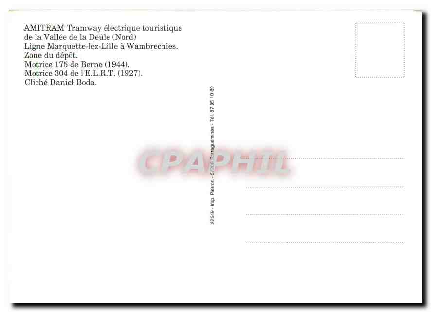 CPM AMITRAM Tramway electrique touristique de la Vallee de la Deule (Nord) — Verso