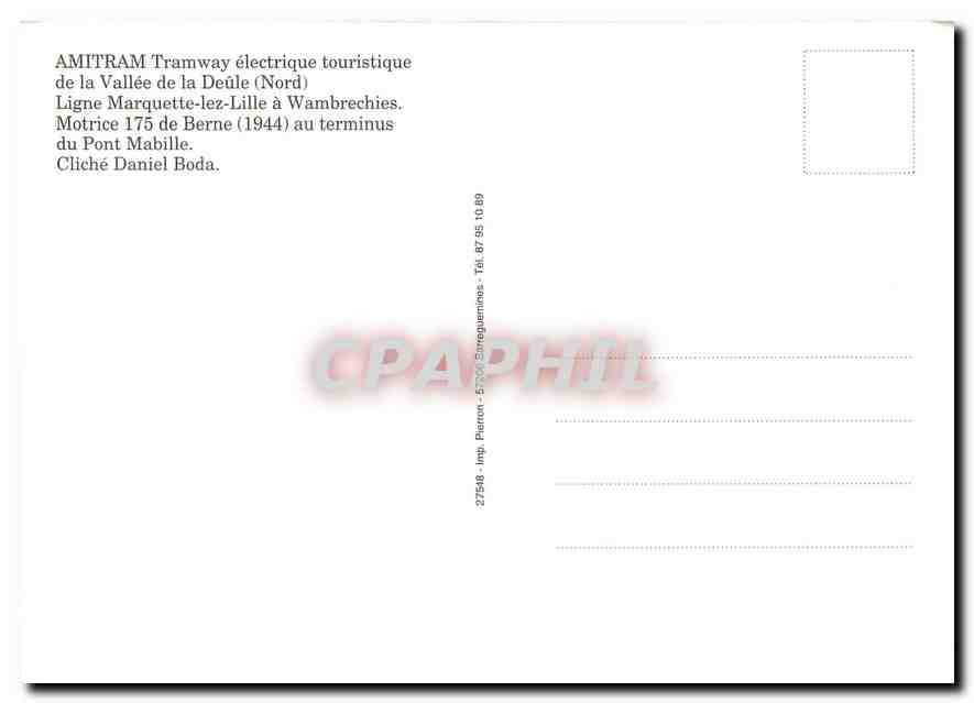CPM AMITRAM Tramway electrique touristique de la Vallee de la Deule (Nord) — Verso