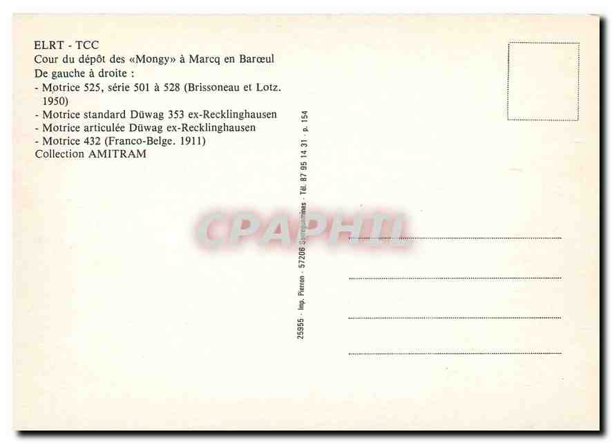 CPM ELRT - TCC Cour du depot des "Mongy" a Marcq en Baroeul — Verso