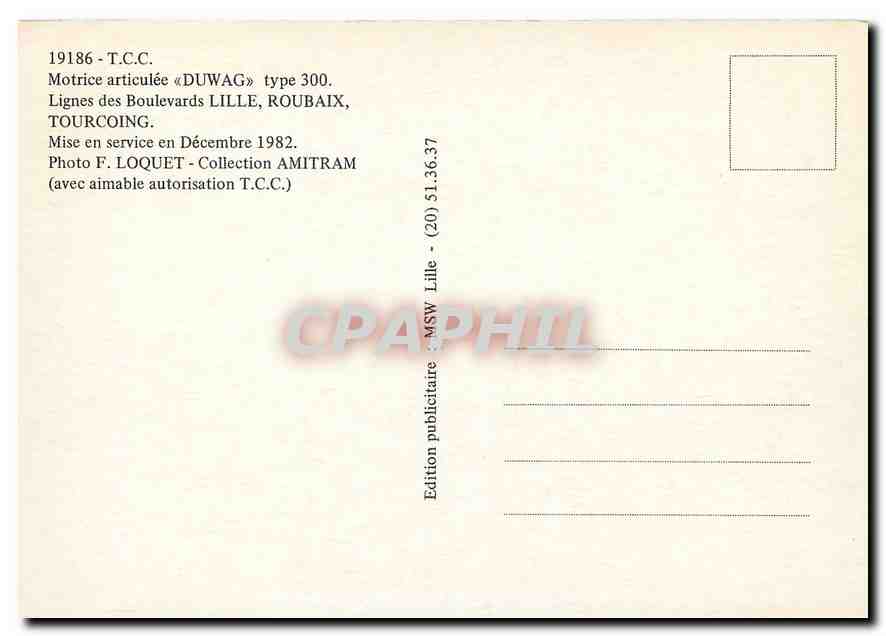 CPM 19186 - T.C.C. Motrice articulee "DUWAG" type 300 — Verso