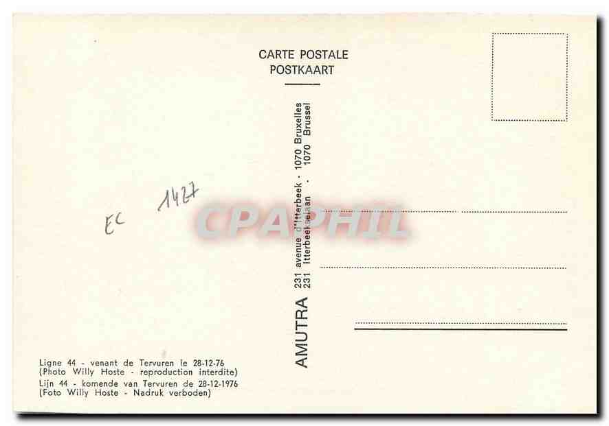 CPM Ligne 44 - venant de Tervuren le 28-12-76 — Verso