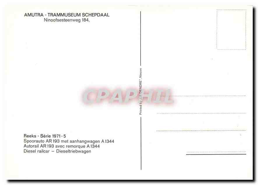 CPM AMUTRA - TRAMMUSEUM SCHEPDAAL Autorail AR 193 avec remorque A 1344 — Verso