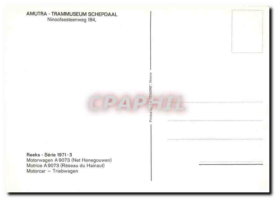 CPM AMUTRA - TRAMMUSEUM SCHEPDAAL Motrice A 9073 (Reseau du Hainaut) — Rückseite
