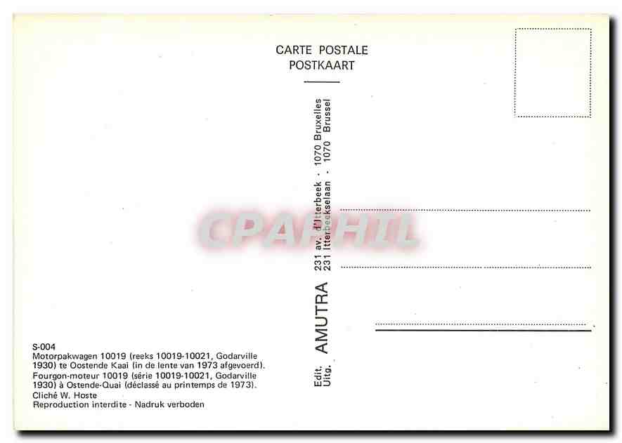 CPM Fourgon-moteur 10019 (serie 10019-10021  Godarville 1930) a Ostende-Quai (declasse au printemps  — Verso