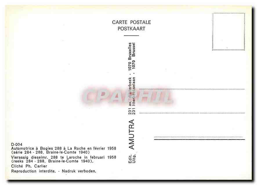 CPM Automotrice a Bogies 288 a la roche en fevrier 1958 — Verso