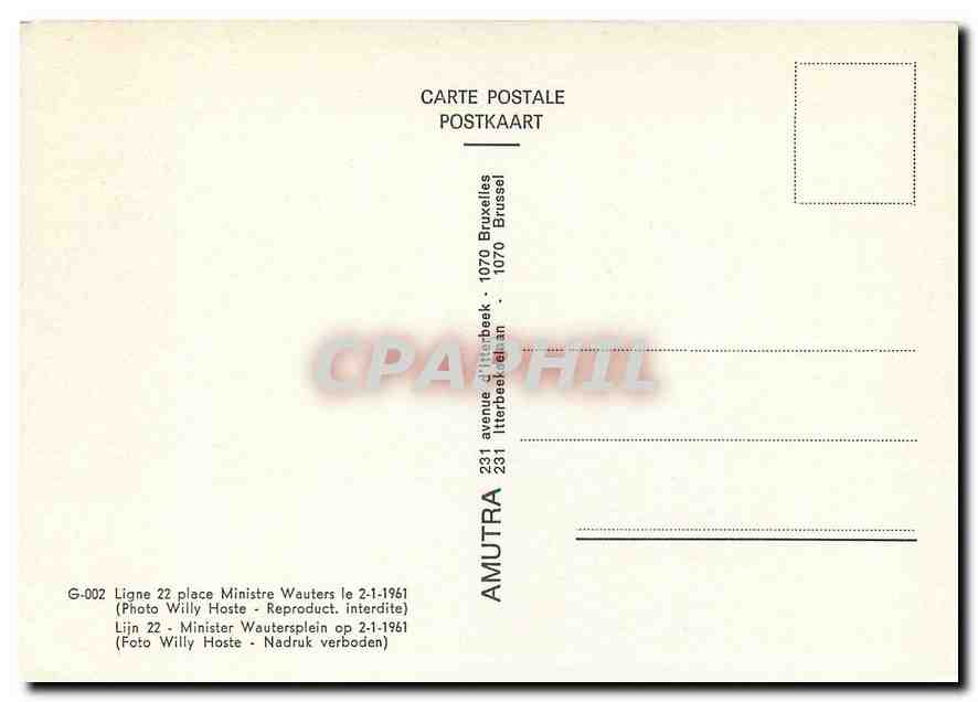CPM Ligne 22 place Ministre Wauters le 2.1.1961 — Verso