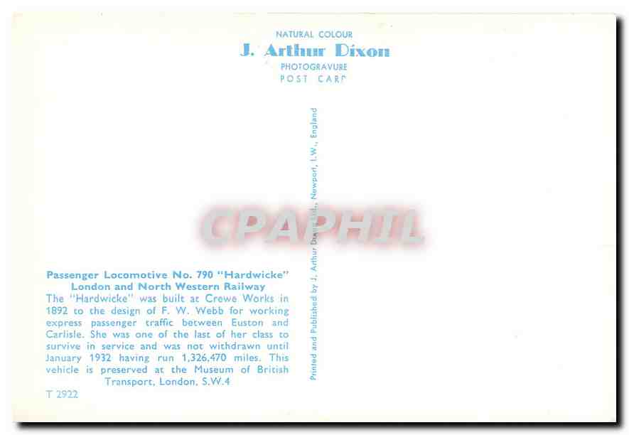 CPM Passenger Locomotive No.790 "Hardwicke" — Verso