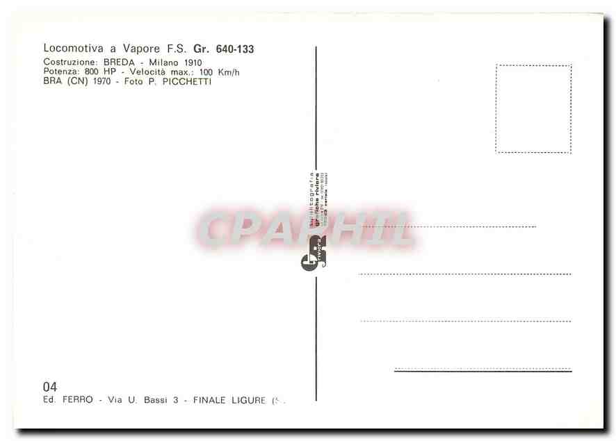 CPM Locomotiva a Vapore F.S. Gr. 640-133 — Verso
