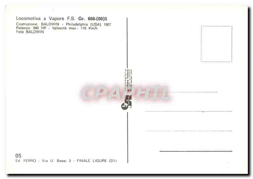 CPM Locomotiva a Vapore F.S. Gr. 666-(00)5 — Verso