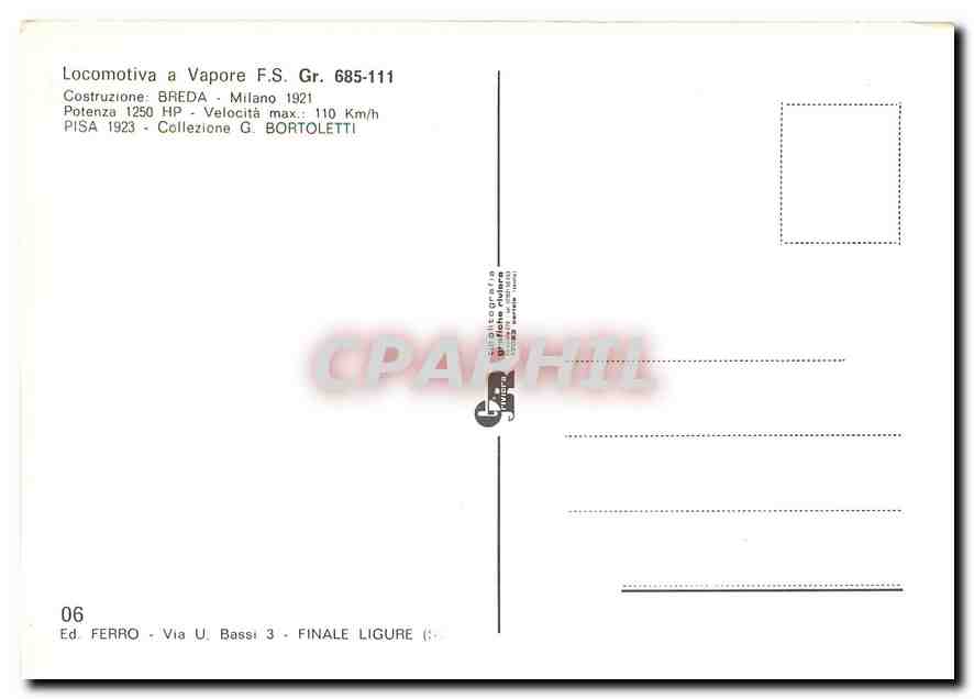 CPM Locomotiva a Vapore F.S. Gr.685-111 — Verso