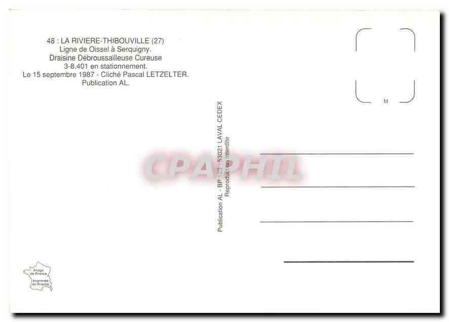 CPM La Riviere-Thibouville (27) Ligne de Oisseil a Serquigny — Verso