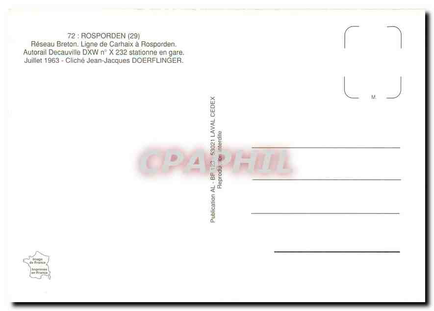 CPM Rosporden (29) Reseau Breton. Ligne de Carhaix a Rosporden. — Verso