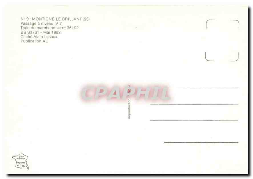 CPM Montigne le Brillant (53) Passage a niveau No.7 — Verso