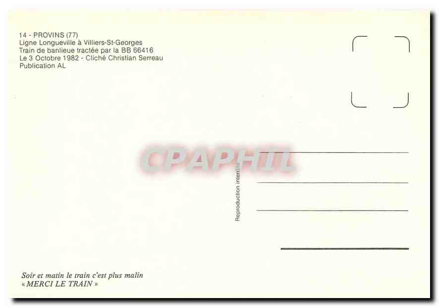 CPM Provins (77) Ligne Longueville a Villiers-St-Georges — Verso