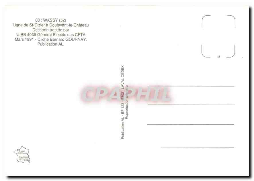 CPM Wassy (52) Ligne de St-Dizier a Doulevant-le-Chateau — Verso