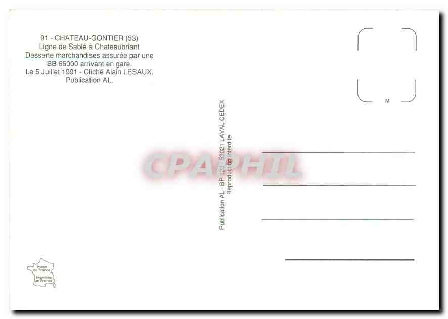 CPM Chateau-Gontier (53) Ligne de Sable a Chateaubriant — Verso