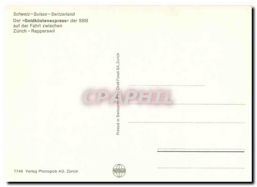 CPM Der "Goldkuestenexpress" der SBB auf der Fahrt zwischen Zuerich - Rapperswil — Back