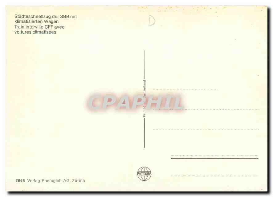 CPM Train interville CFF avec voitures climatisees — Verso