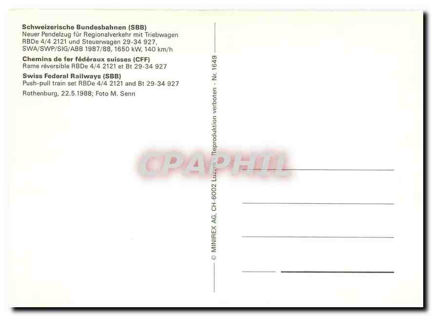 CPM Swiss Federal Railway (SBB) Push-pull train set — Verso