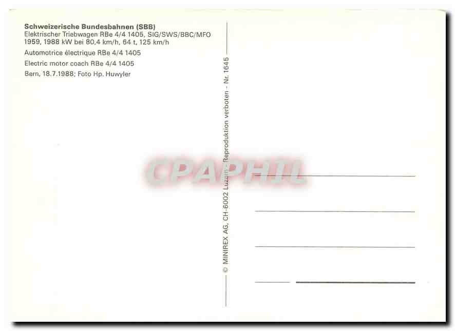 CPM Elextric motor coach RBe 4/4 1405 — Verso