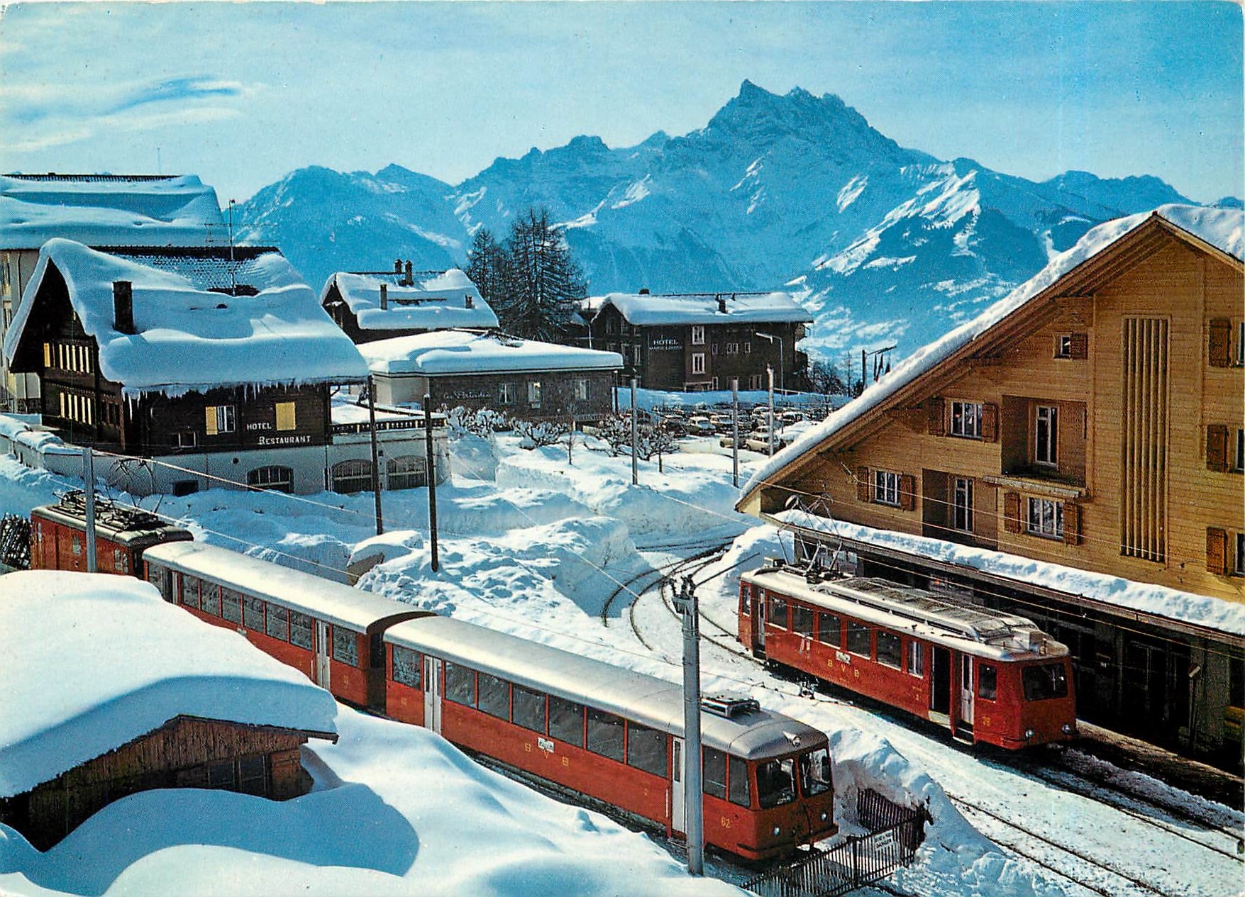 CPM Villars (Alpes Vaudoises) La gare et les Dents-du-Midi