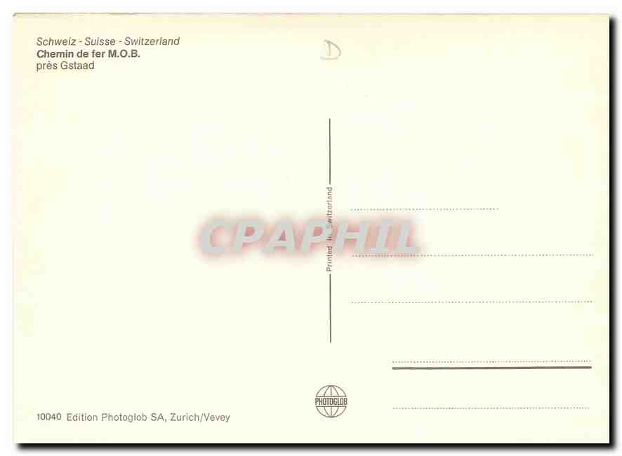 CPM Chemin de fer M.O.B pres Gstaad — Verso