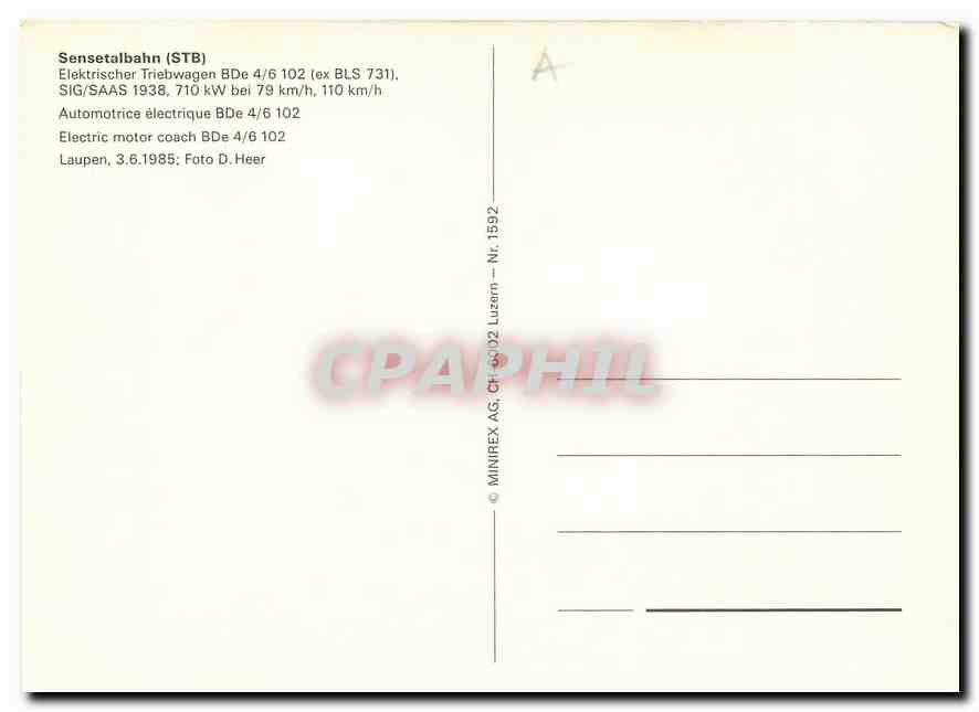 CPM Eletric motor coach BDe 4/6 102 — Verso