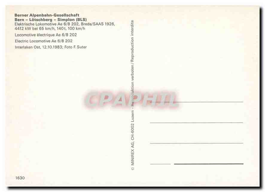 CPM Electric Locomotive Ae 6/8 202 — Verso