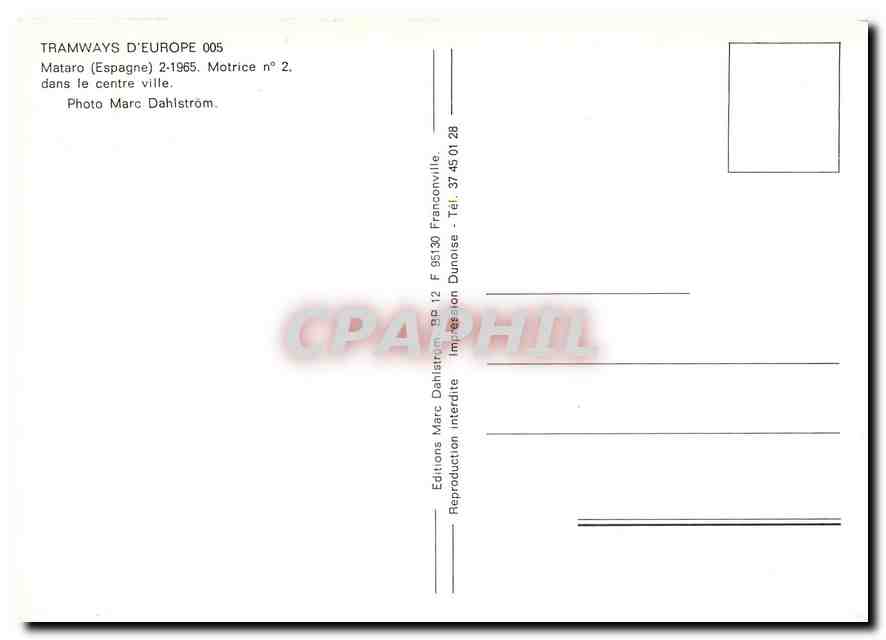 CPM Mataro (Espagne) 2-1965. Motrice No.2 dans le centre ville — Verso