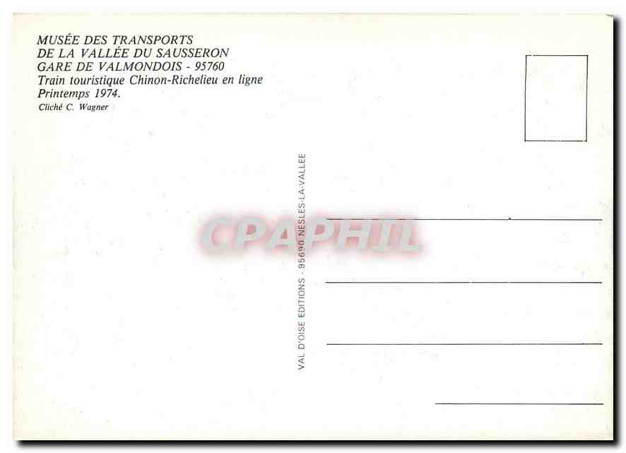 CPM Train touristique Chinon-Richelieu en ligne Printemps 1974 — Verso