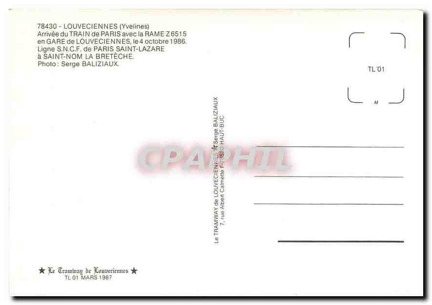 CPM Louveciennes (Yvelines) Arrivee du Train de Paris — Verso