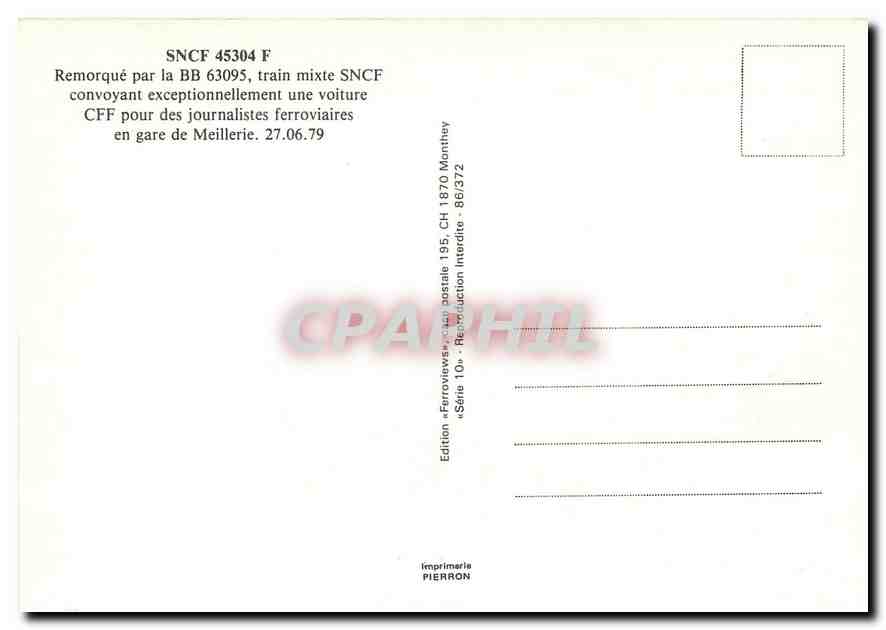 CPM SNCF 45304 F — Verso