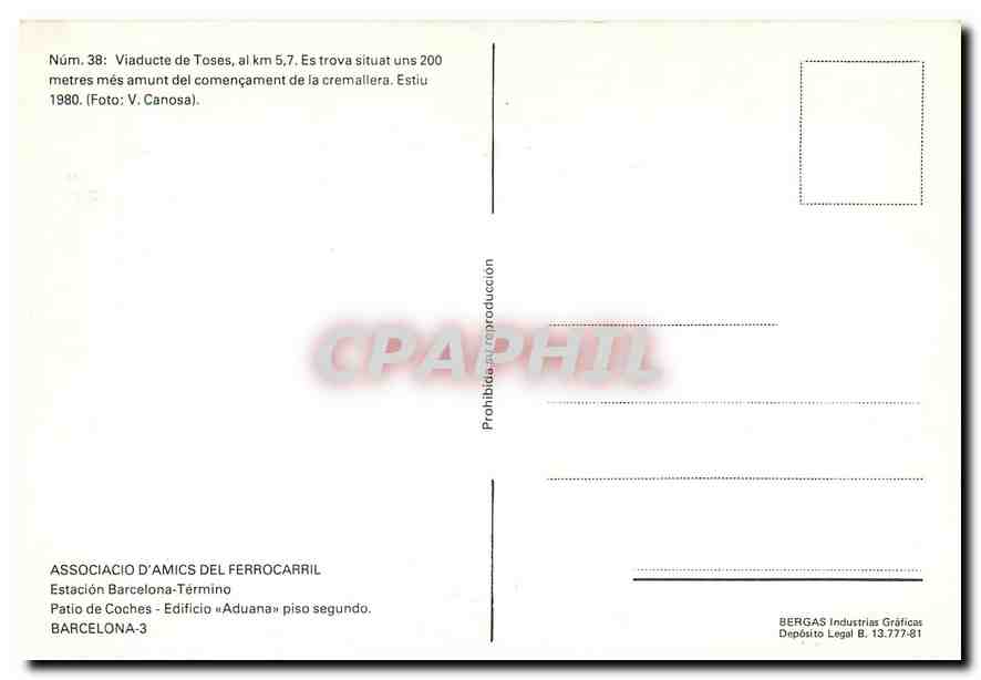 CPM Viaducte de Toses al km 5.7 — Verso