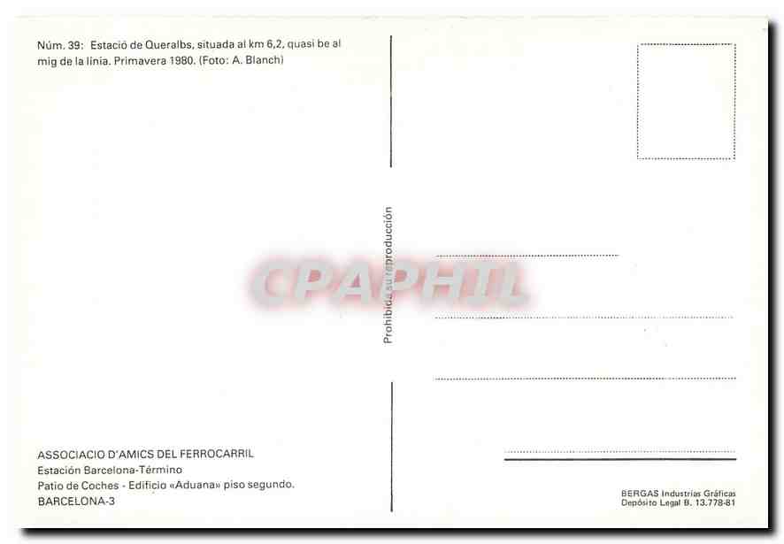 CPM Estacio de Queralb situada al km 6.2 — Verso