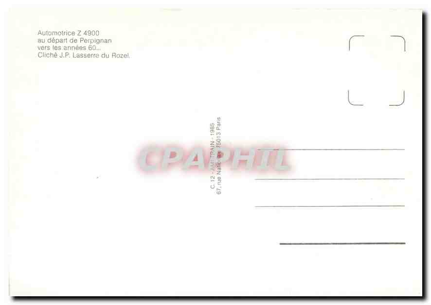 CPM Automotrice Z 4900 au depart de Perpignan ver les annees 60 — Verso